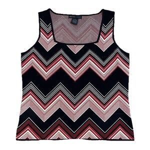 Grace Dane Lewis Chevron Sweater Womens M Retro OfficeCore Y2K Square‎ Neck
